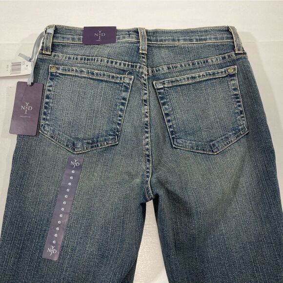 NYDJ Marilyn Jeans Size 6 Blue Denim Straight Leg Mid Rise Distressed #7017U - Picture 5 of 12
